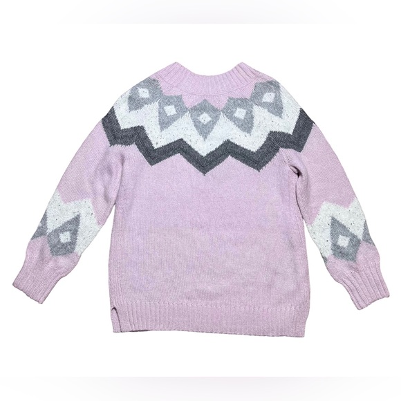 Ann Taylor Loft Fair Isle Nordic Pastel Pink & Gray  Sweater NWT Sz M - Picture 2 of 12